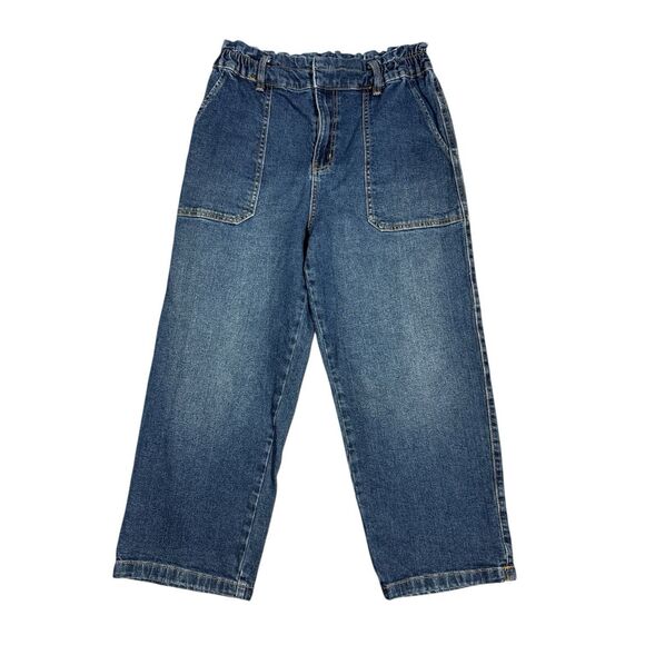 Time And Tru Women’s Sz 12 Blue Denim Paperbag Crop Pants Wide Leg - Picture 1 of 5